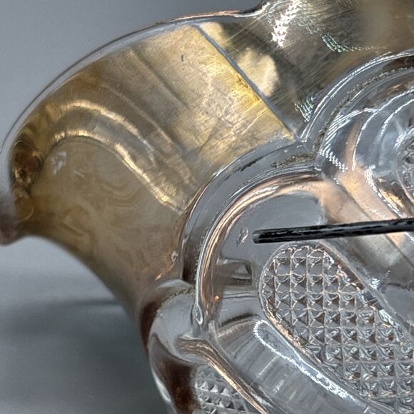 US Glass Antique EAPG Texas Stippled Pattern Clear/Gold Trim Creamer Pitcher Cup - Picture 6 of 8